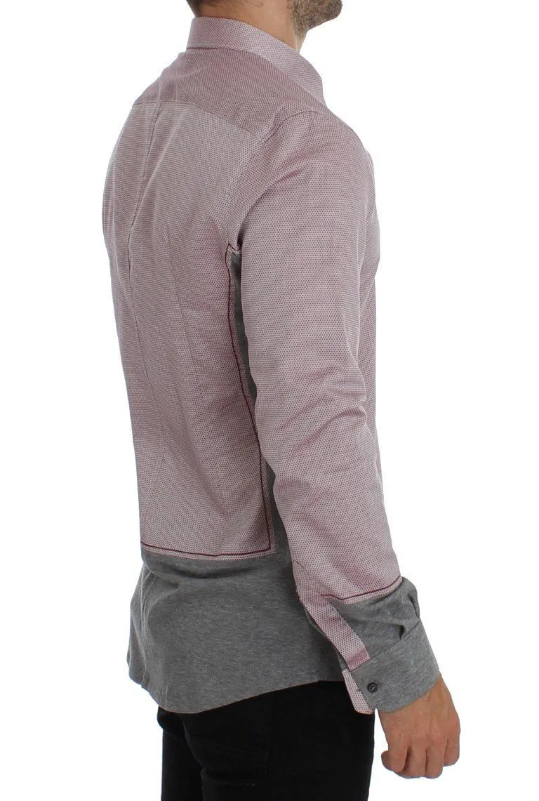 Red Gray GOLD Slim Fit Casual Mens Shirt