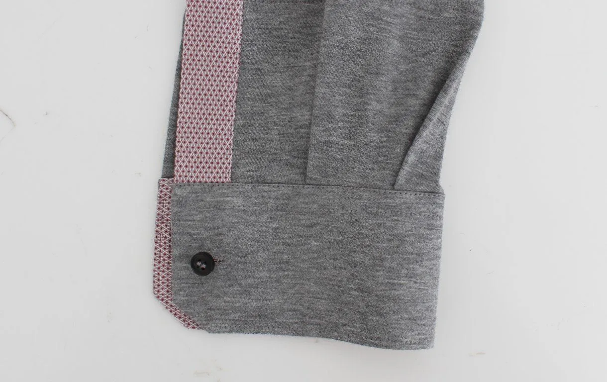 Red Gray GOLD Slim Fit Casual Mens Shirt