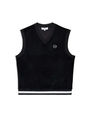 Renzo Velour Vest- Black Beauty