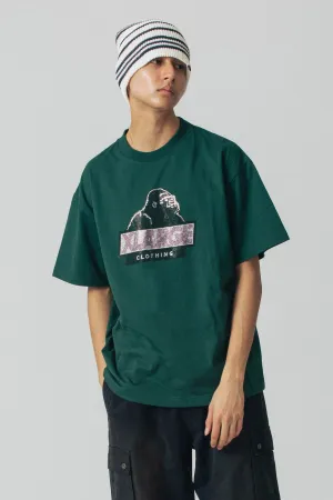 RHINE STONE SLANTED OG TEE - GREEN