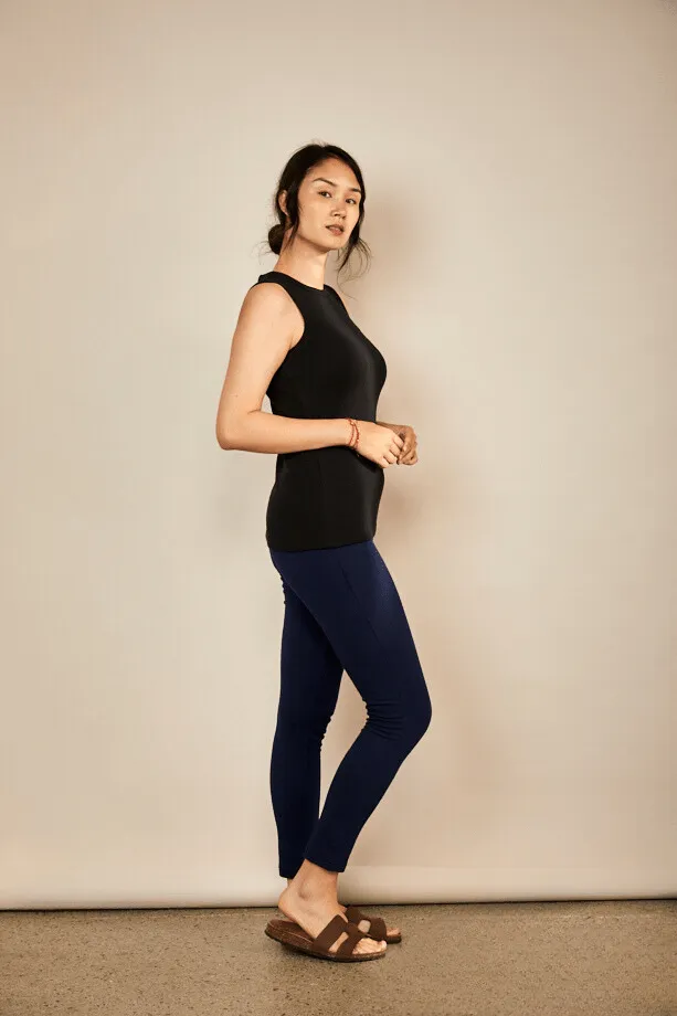 Rib Cotton Racer Vest | Black