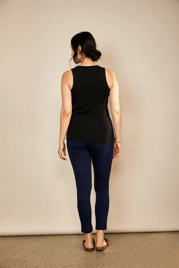 Rib Cotton Racer Vest | Black
