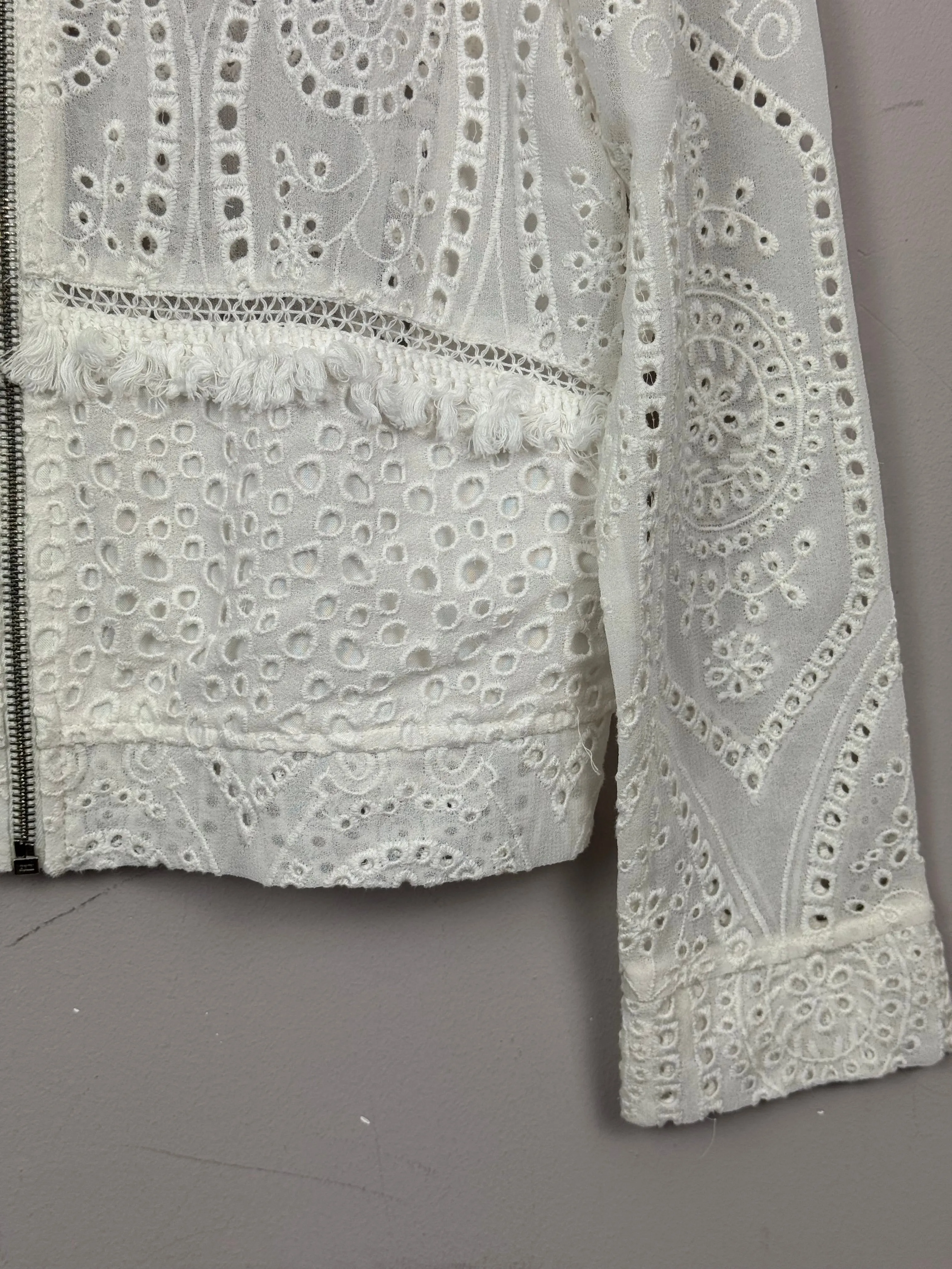 River Island White Swiss Embroidery Jacket 9-10y
