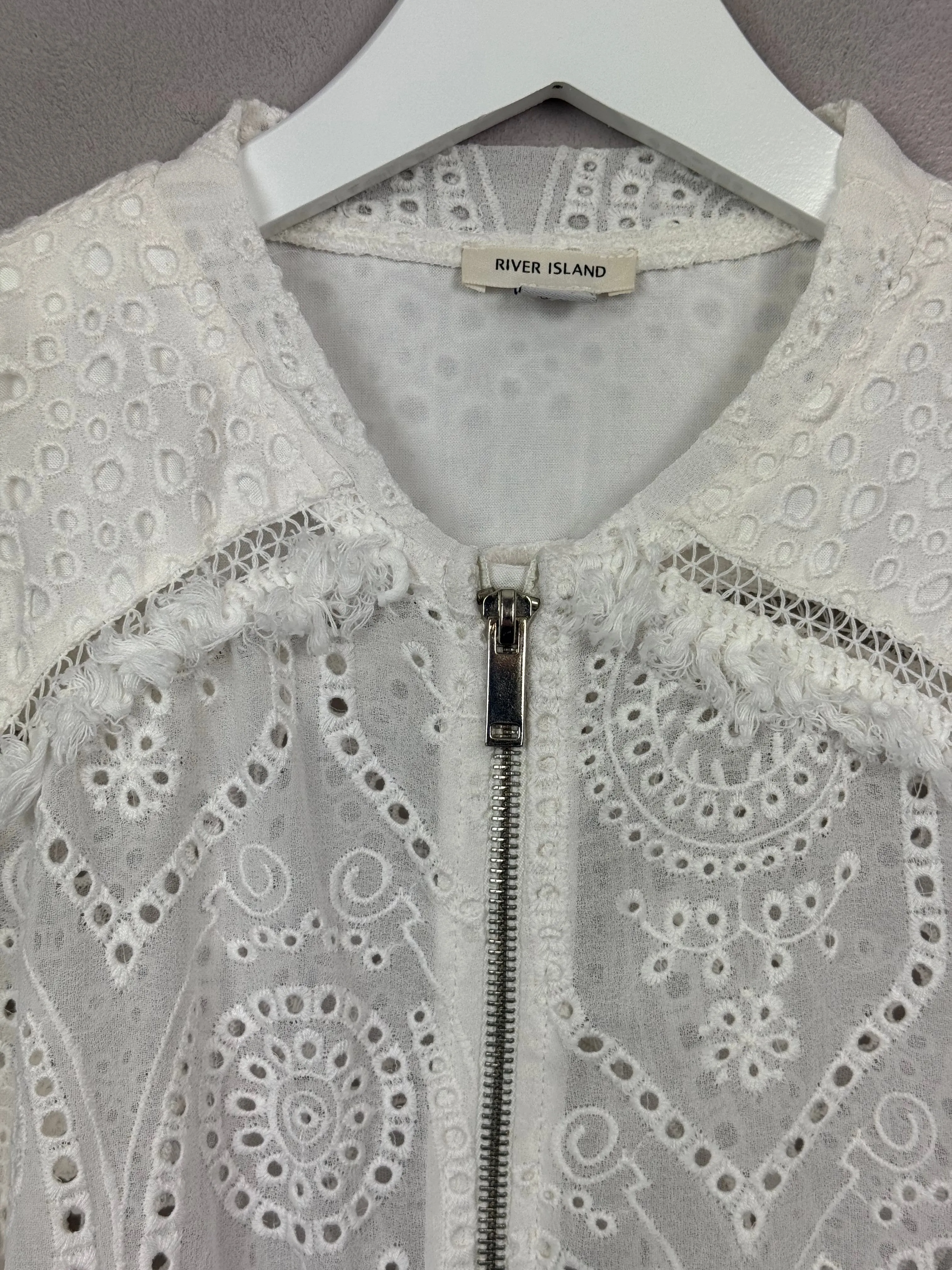 River Island White Swiss Embroidery Jacket 9-10y
