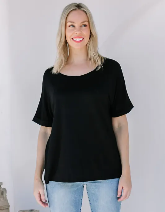 Roll Sleeve Tee - Black or White