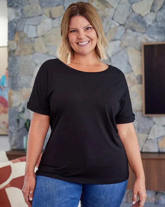 Roll Sleeve Tee - Black or White