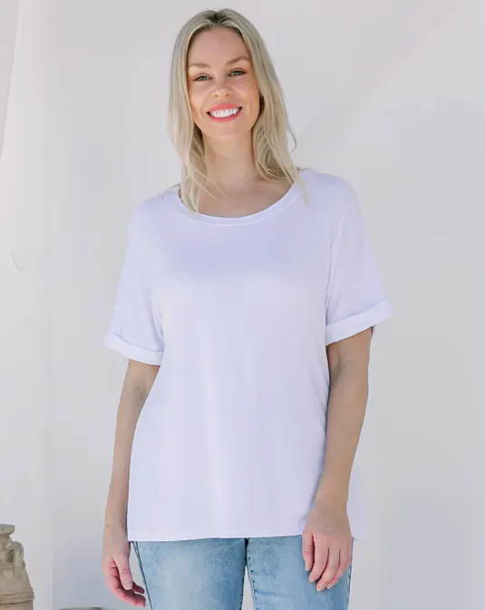 Roll Sleeve Tee - Black or White