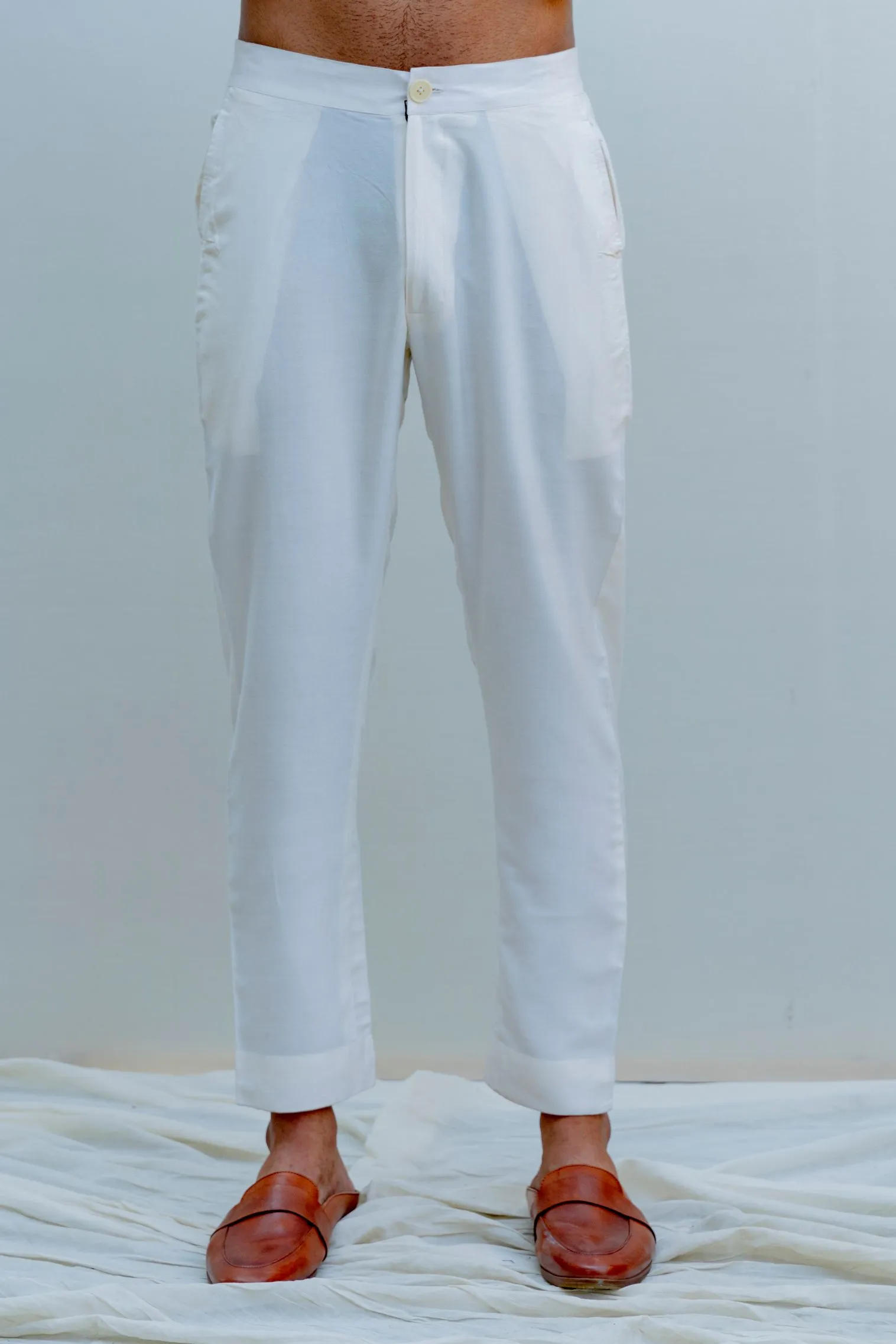 Romani - Milky White Embroidered Nehru Jacket with Kurta Set