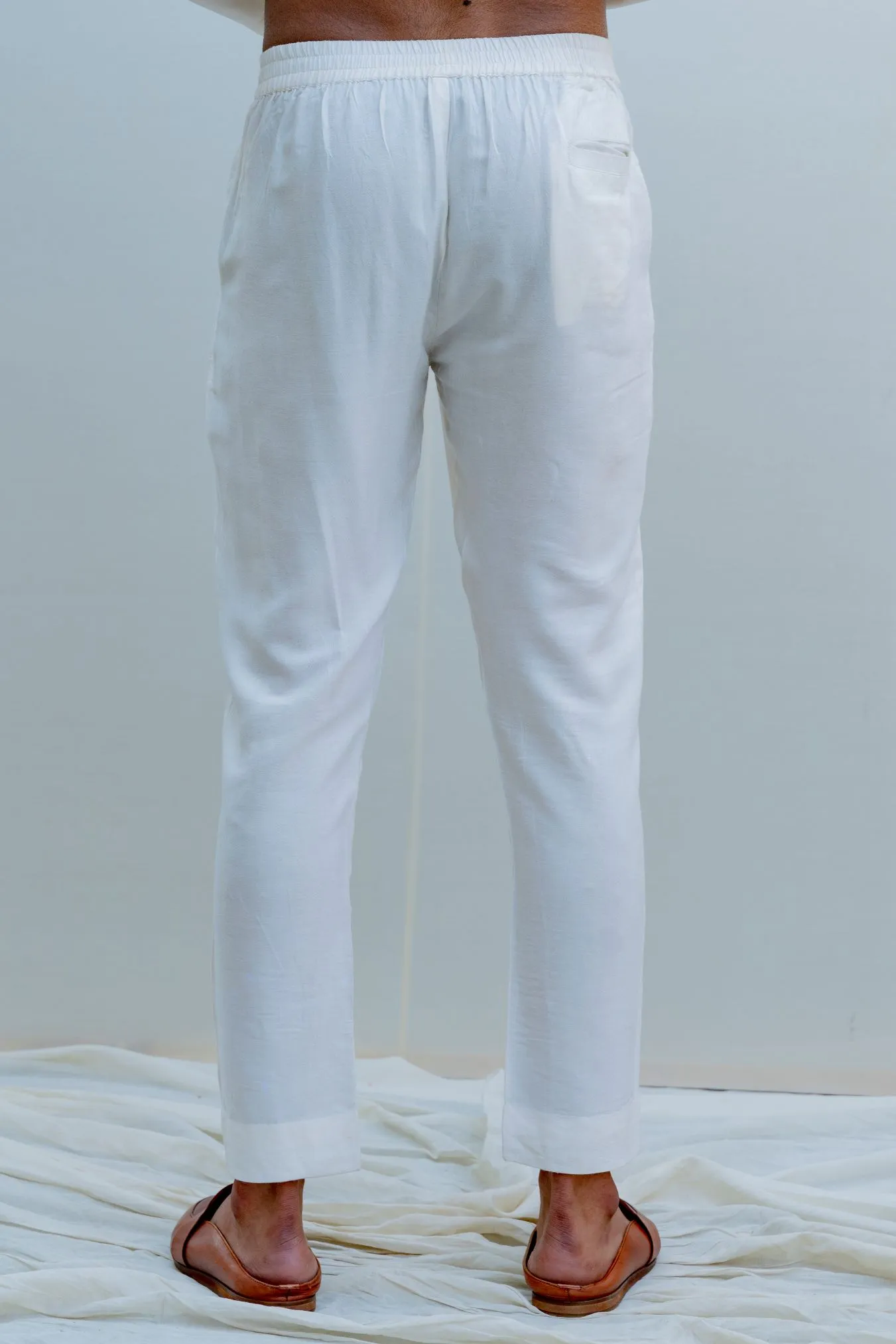 Romani - Milky White Embroidered Nehru Jacket with Kurta Set