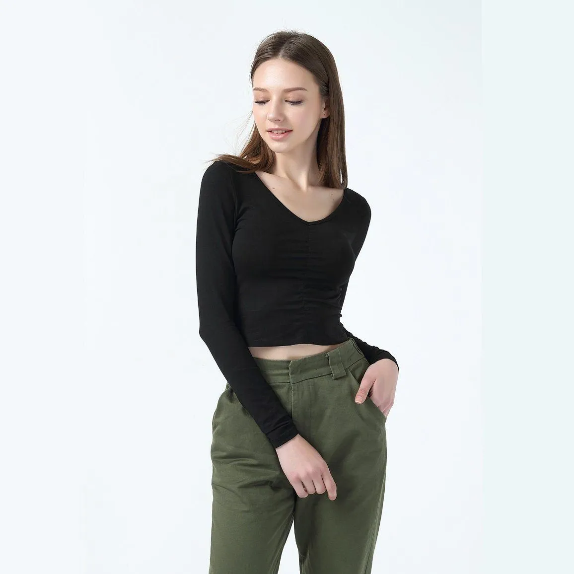 Ruched Crop Shirt