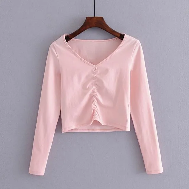 Ruched Crop Shirt