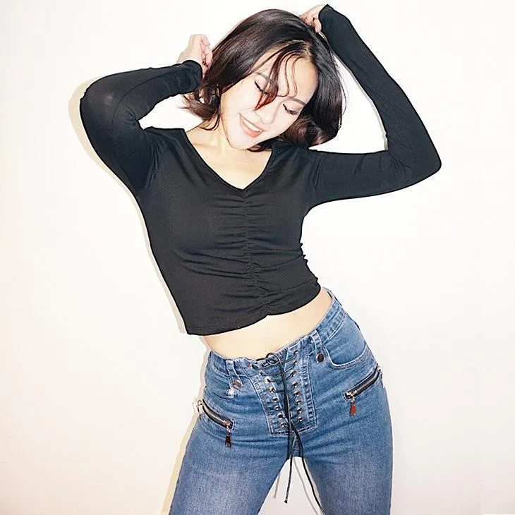 Ruched Crop Shirt
