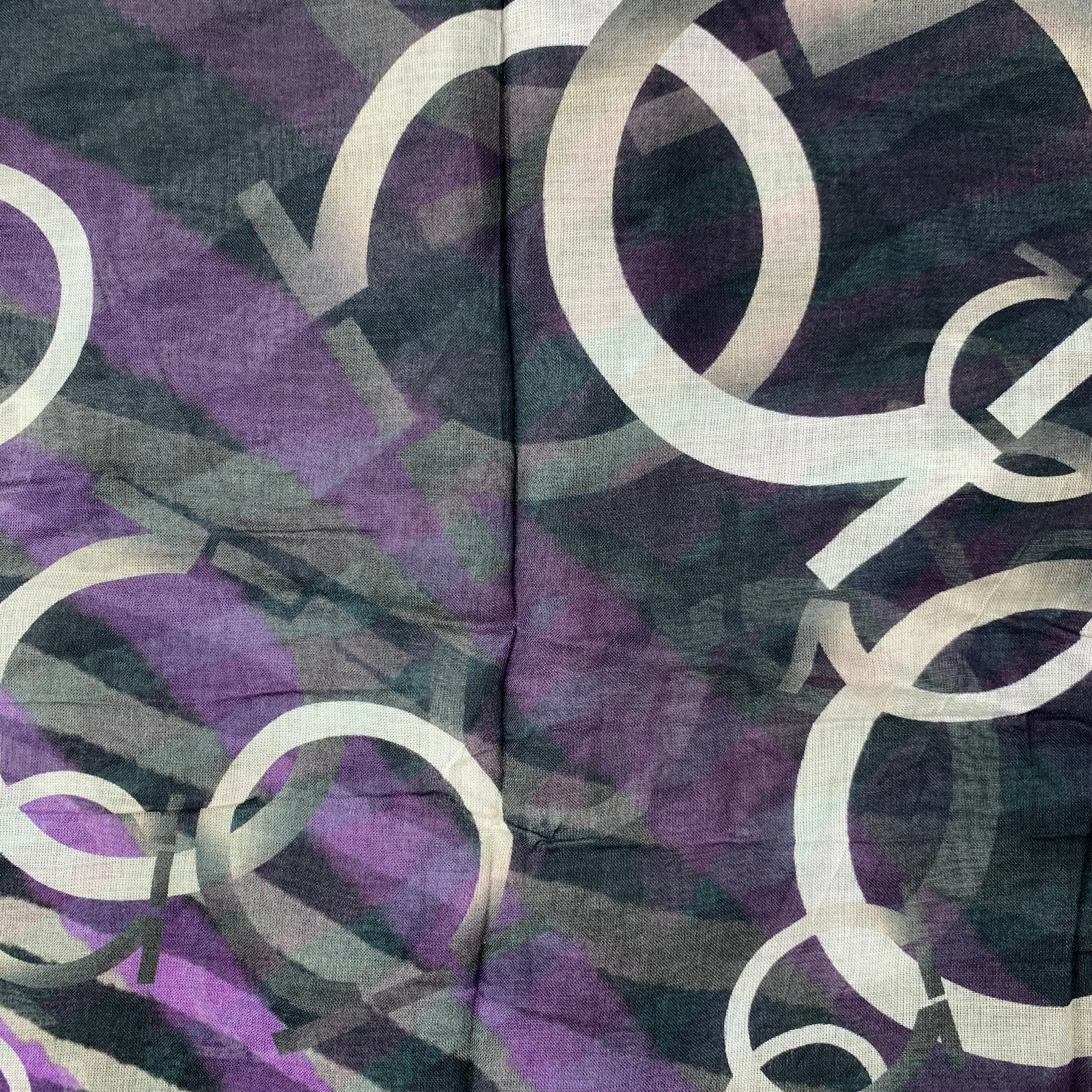 Salvatore Ferragamo Gancino Tiger Print Scarf in Black and Purple