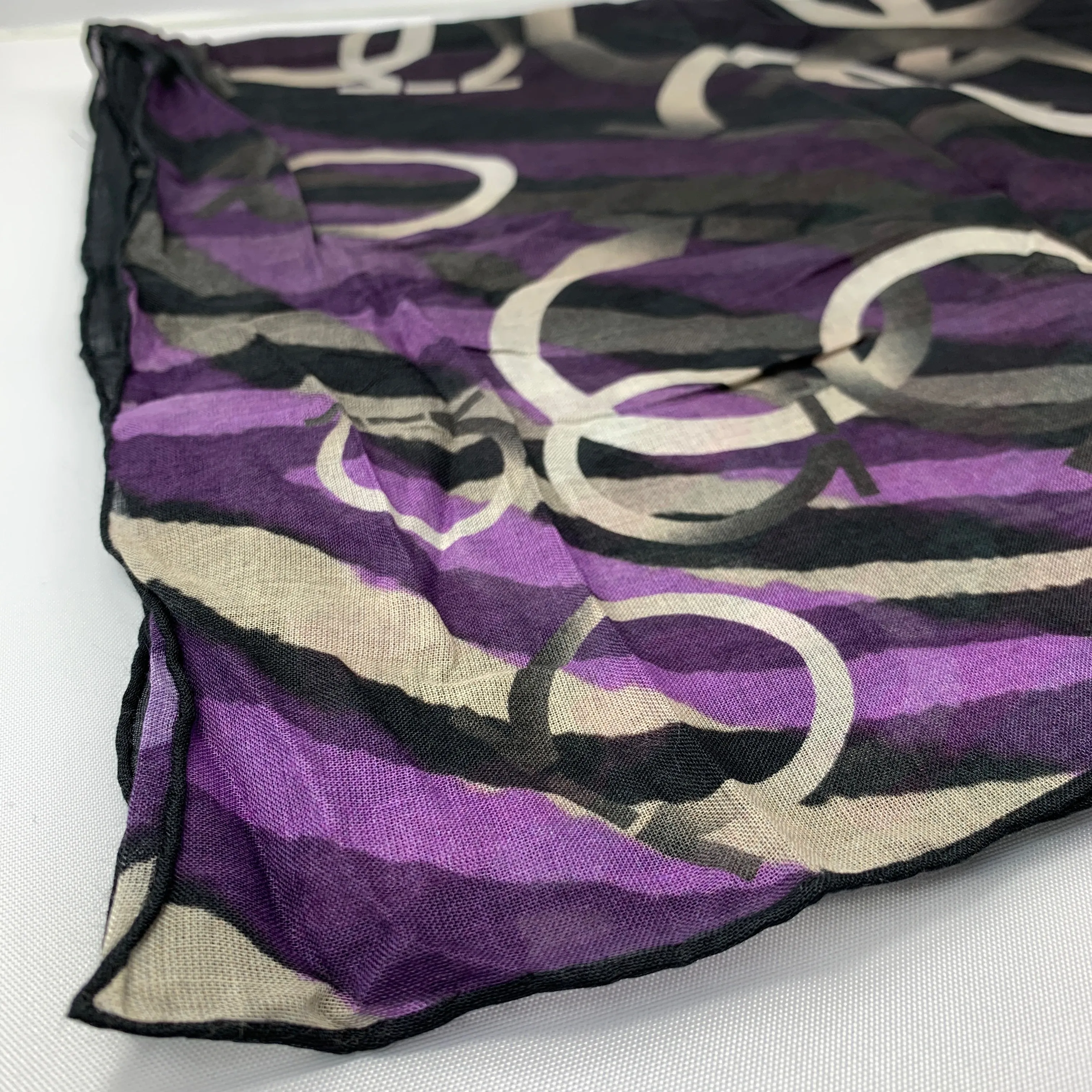Salvatore Ferragamo Gancino Tiger Print Scarf in Black and Purple