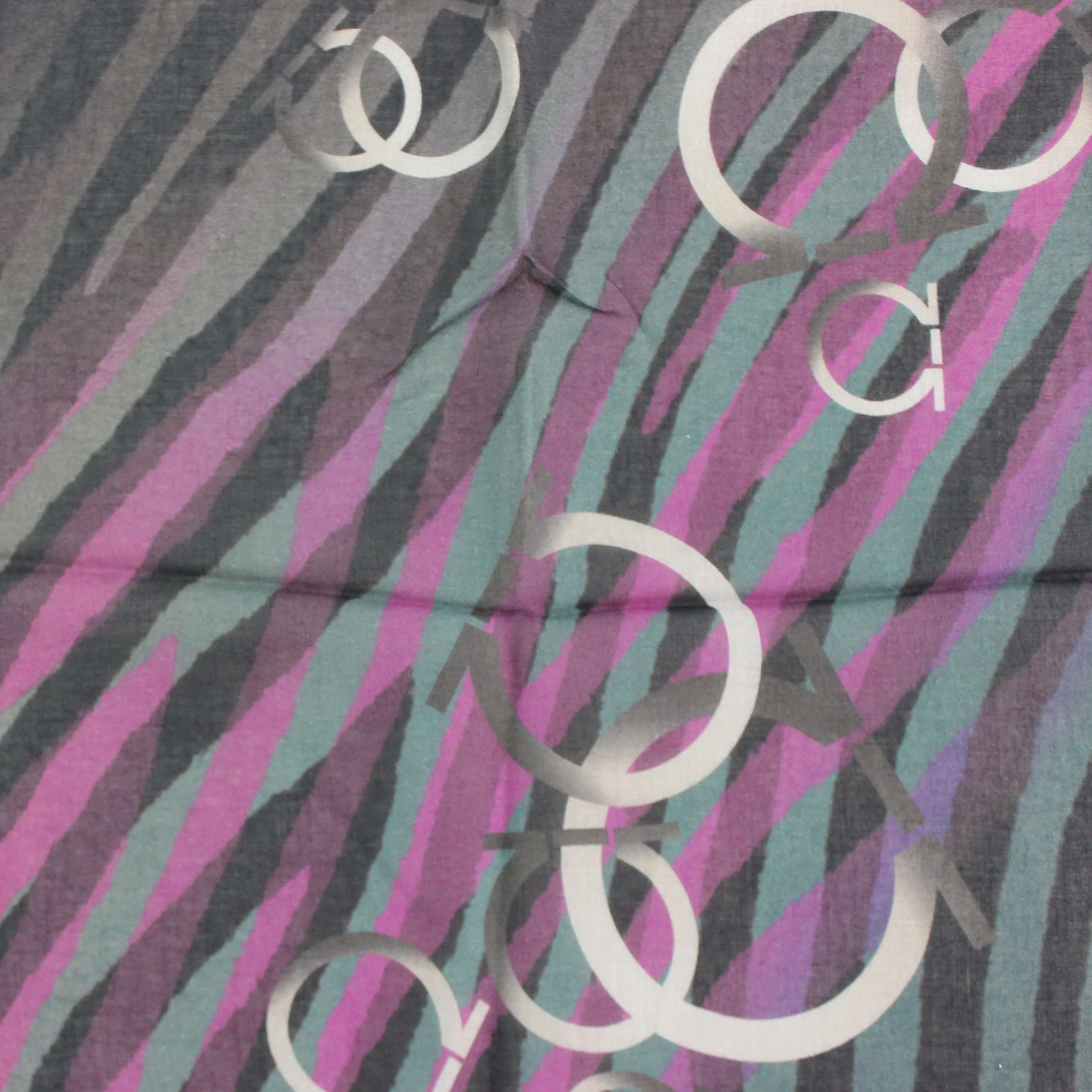 Salvatore Ferragamo Gancino Tiger Print Scarf in Black and Purple