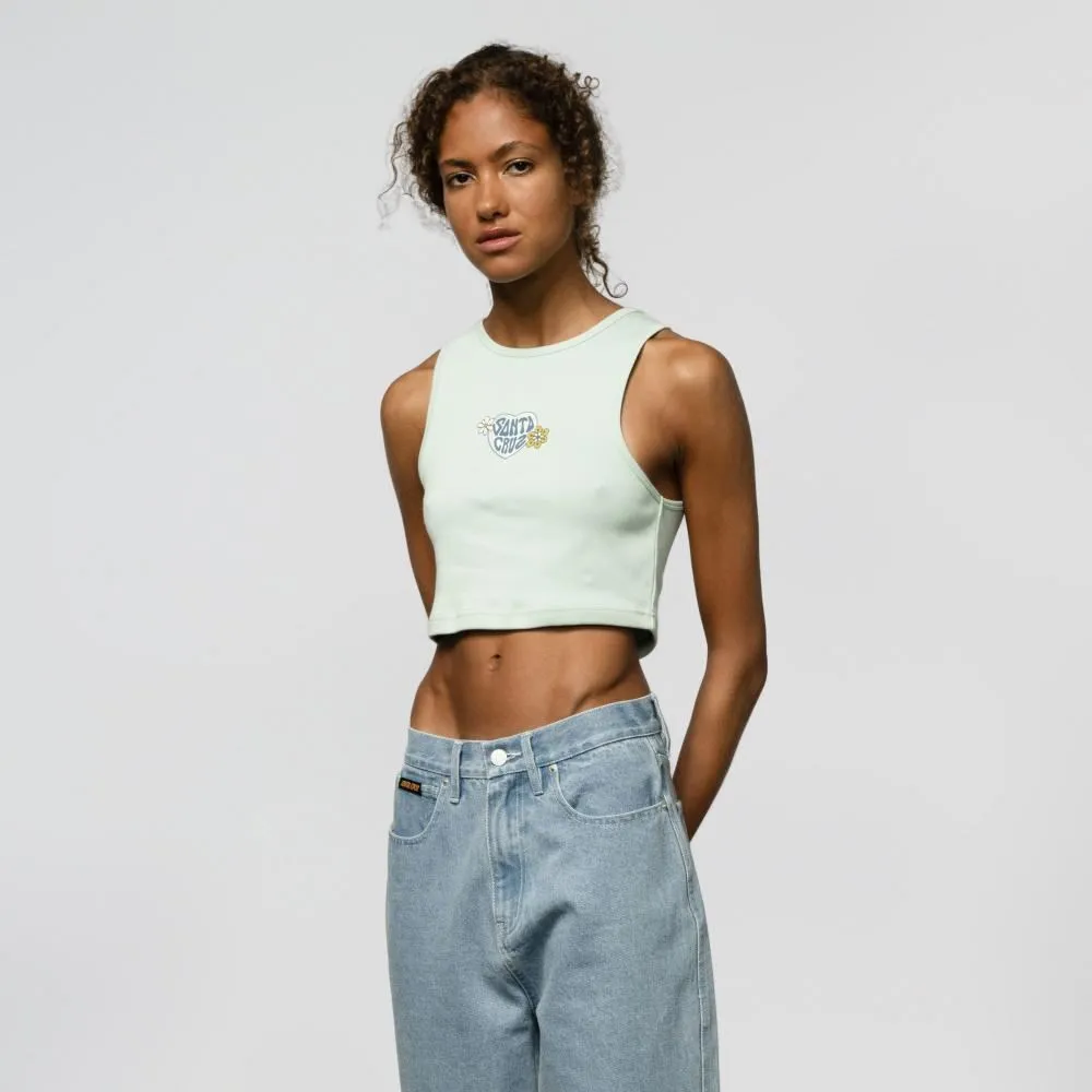 Santa Cruz Womens Tank Top Balloon Heart Front - Fresh Mint