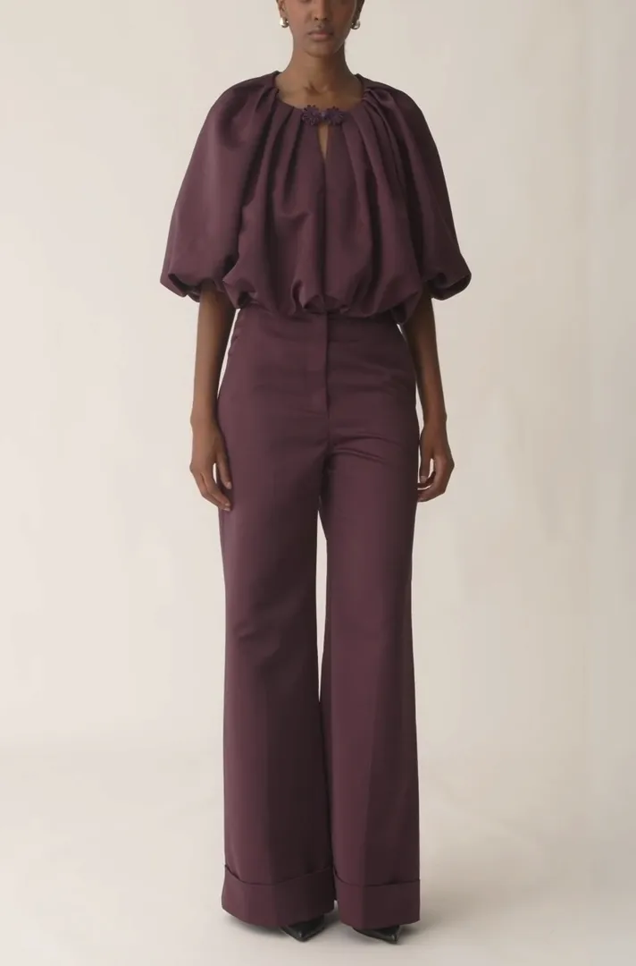 Sateen Wide Leg Pants