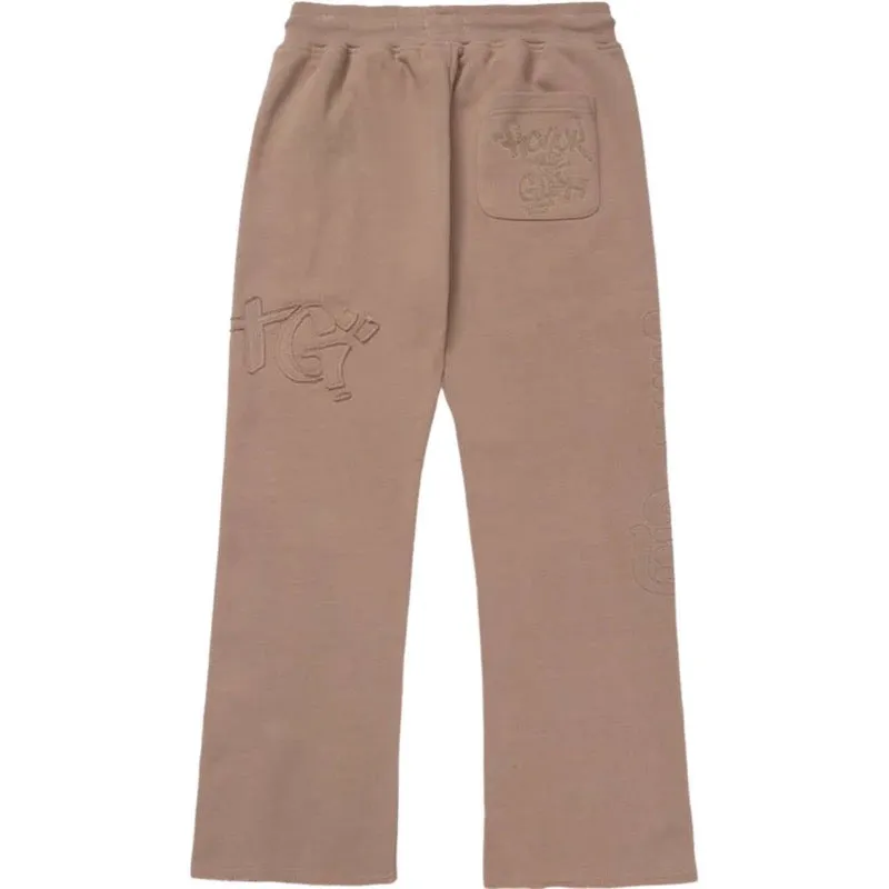 Script Embroidered Sweatpants - Light Brown