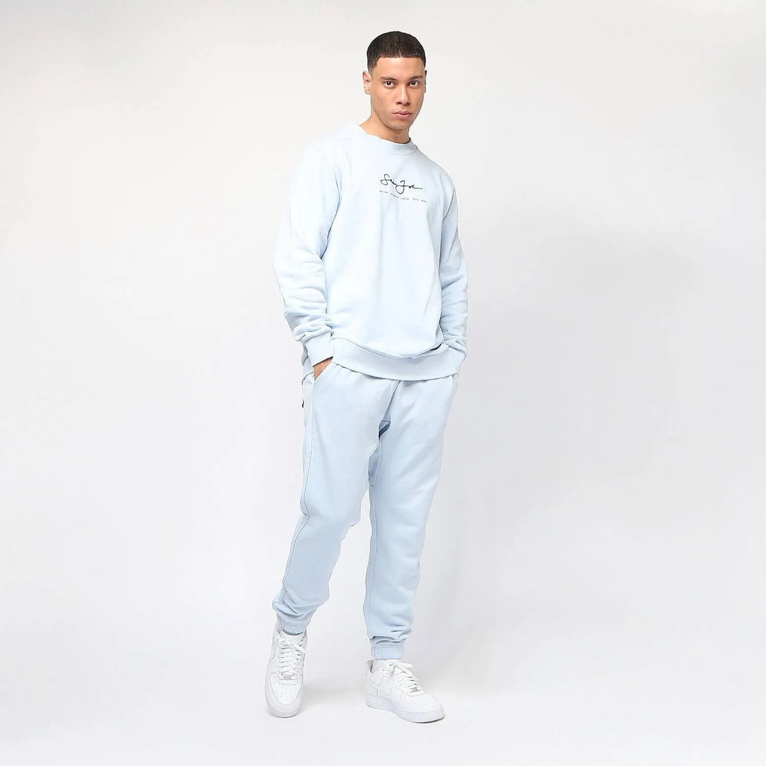 Sean John Script Logo Essential Pants light blue