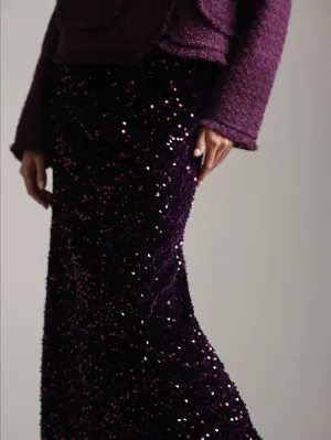 Sequined Purple Maxi Skirt