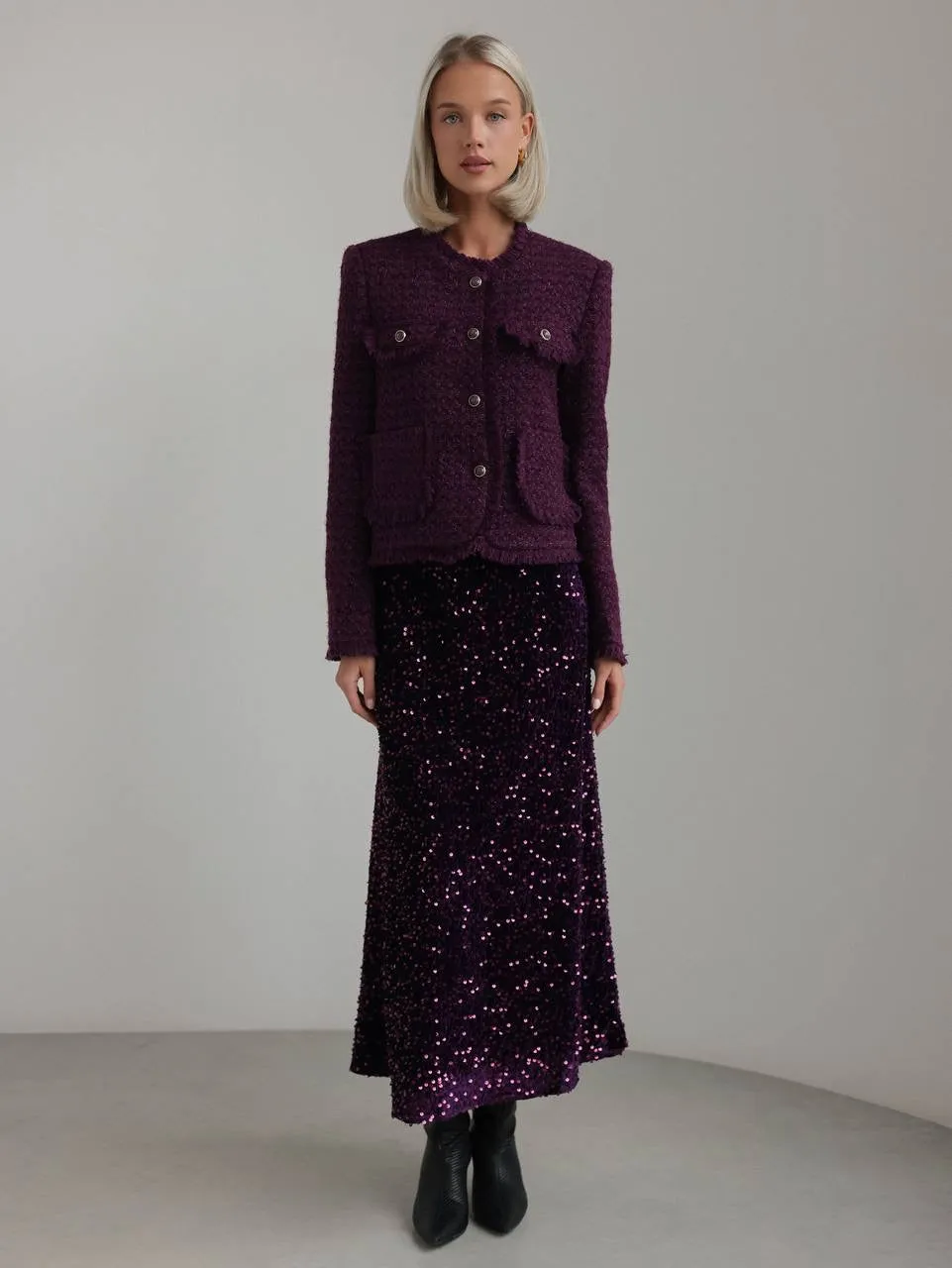 Sequined Purple Maxi Skirt