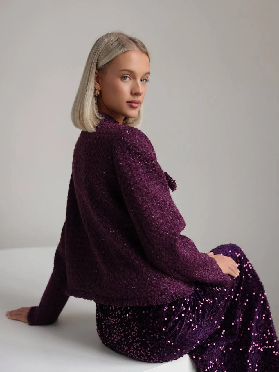 Sequined Purple Maxi Skirt