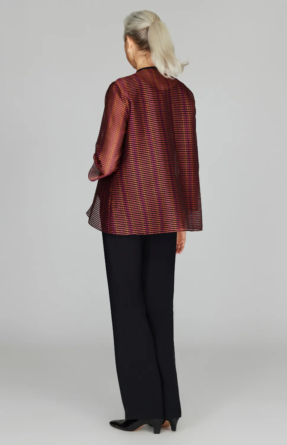 Sheer Stripe Long Sleeve Jacket w/ Bias