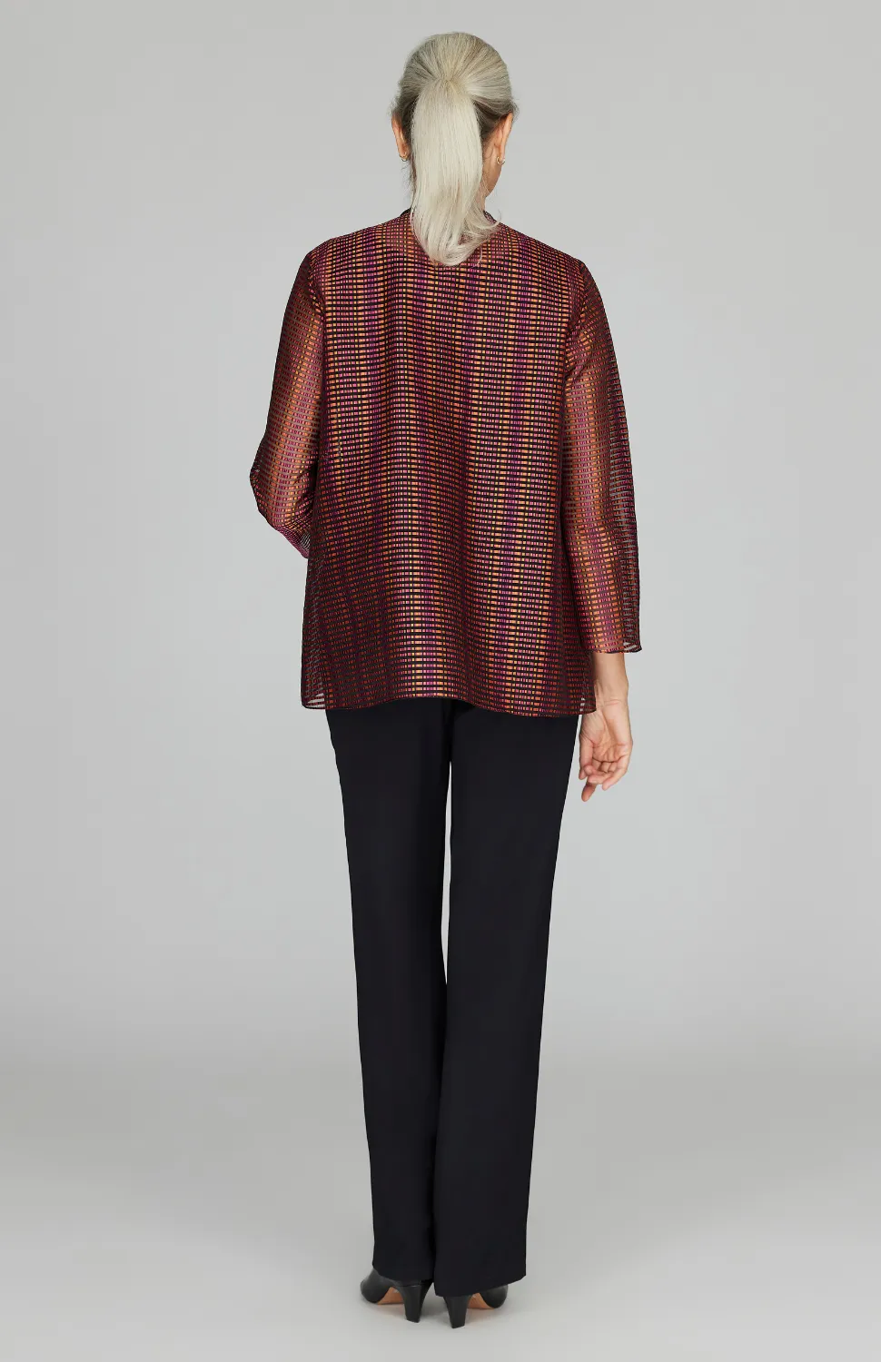 Sheer Stripe Long Sleeve Jacket w/ Bias