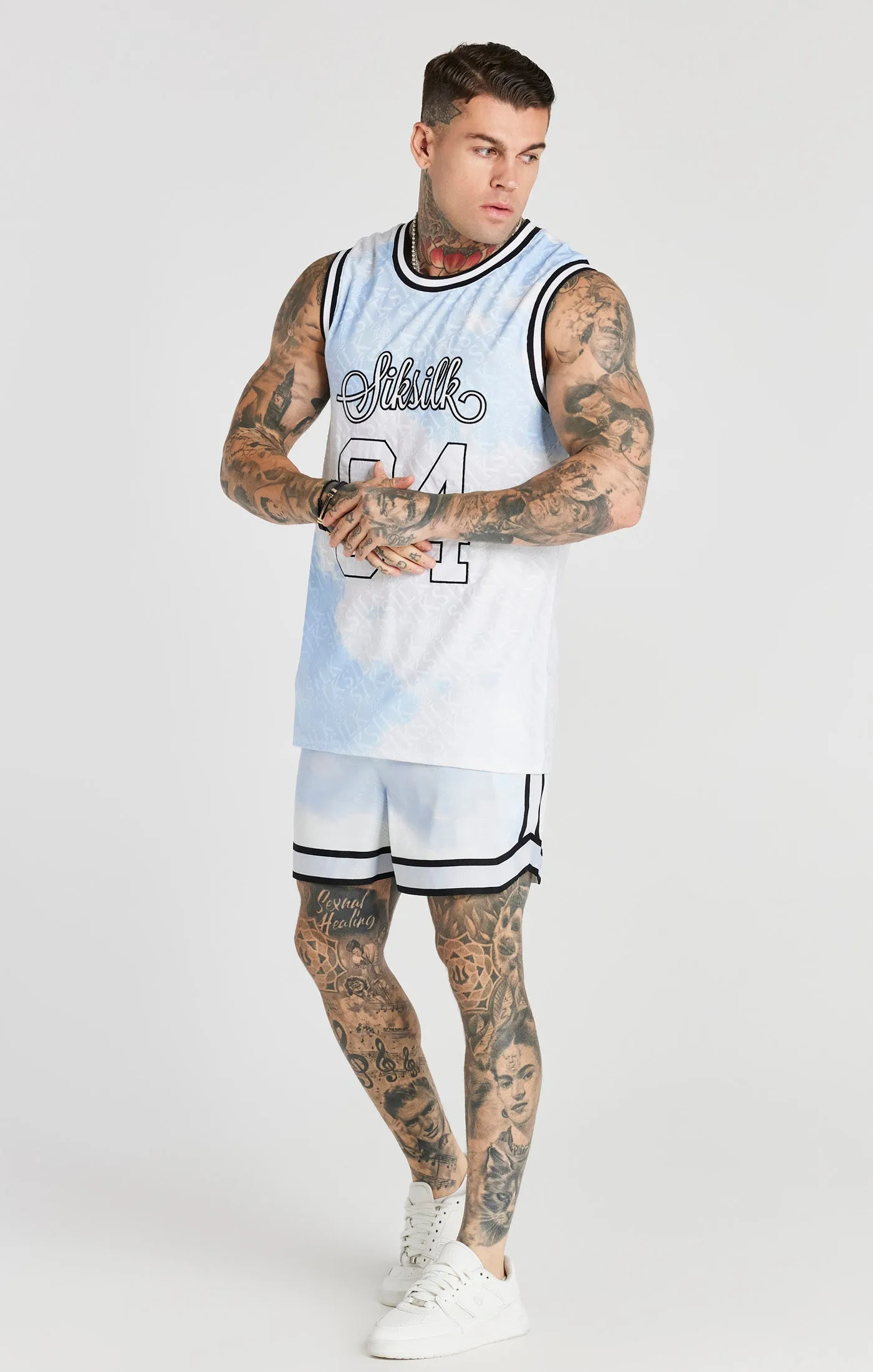 Siksilk Ss-21884 Jacquard Baseball Vest White / Blue