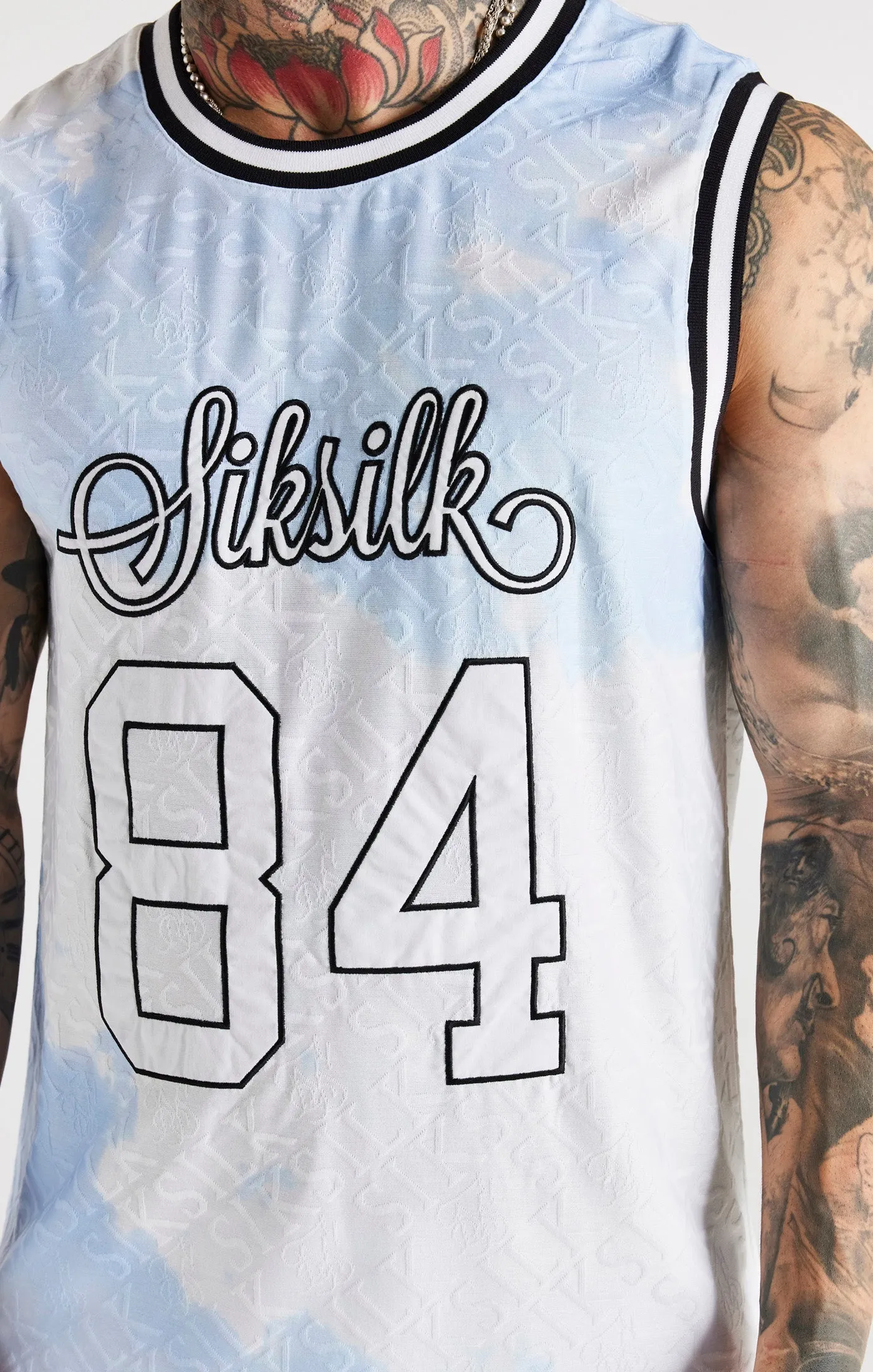 Siksilk Ss-21884 Jacquard Baseball Vest White / Blue