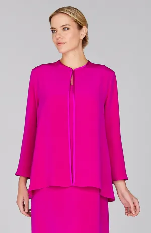 Silk Long Sleeve Jacket w/Satin Bias Detail