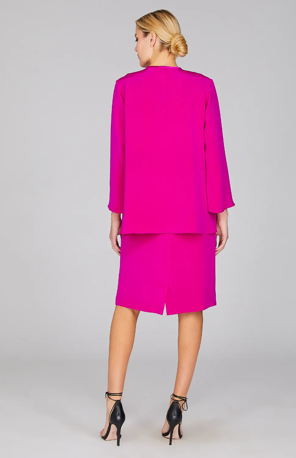 Silk Long Sleeve Jacket w/Satin Bias Detail