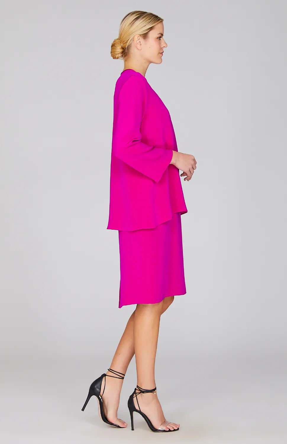 Silk Long Sleeve Jacket w/Satin Bias Detail