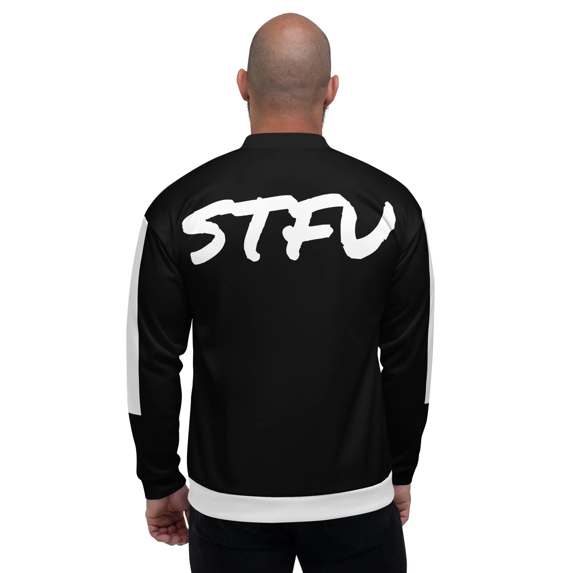 Simple Black & White Logo Unisex Bomber Jacket - Black