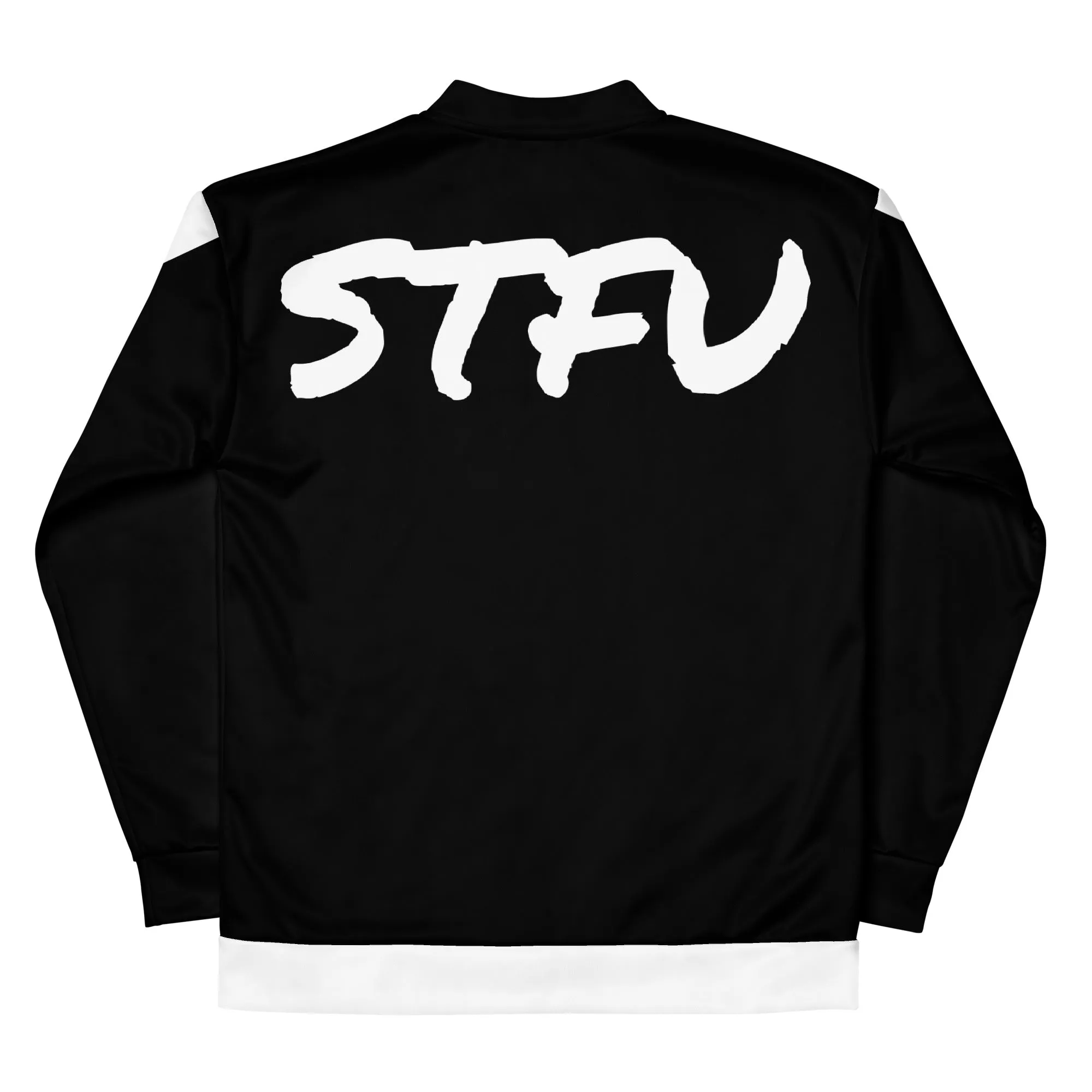 Simple Black & White Logo Unisex Bomber Jacket - Black