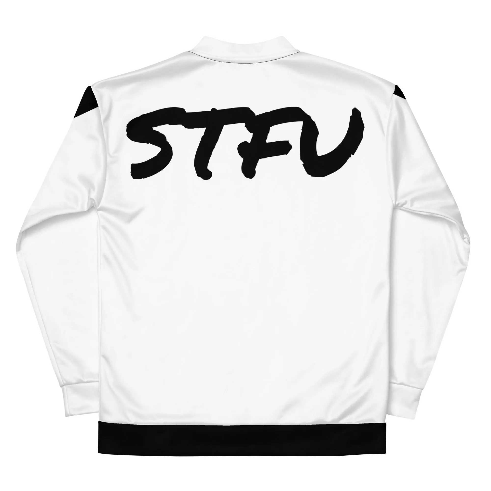 Simple Black & White Logo Unisex Bomber Jacket - White