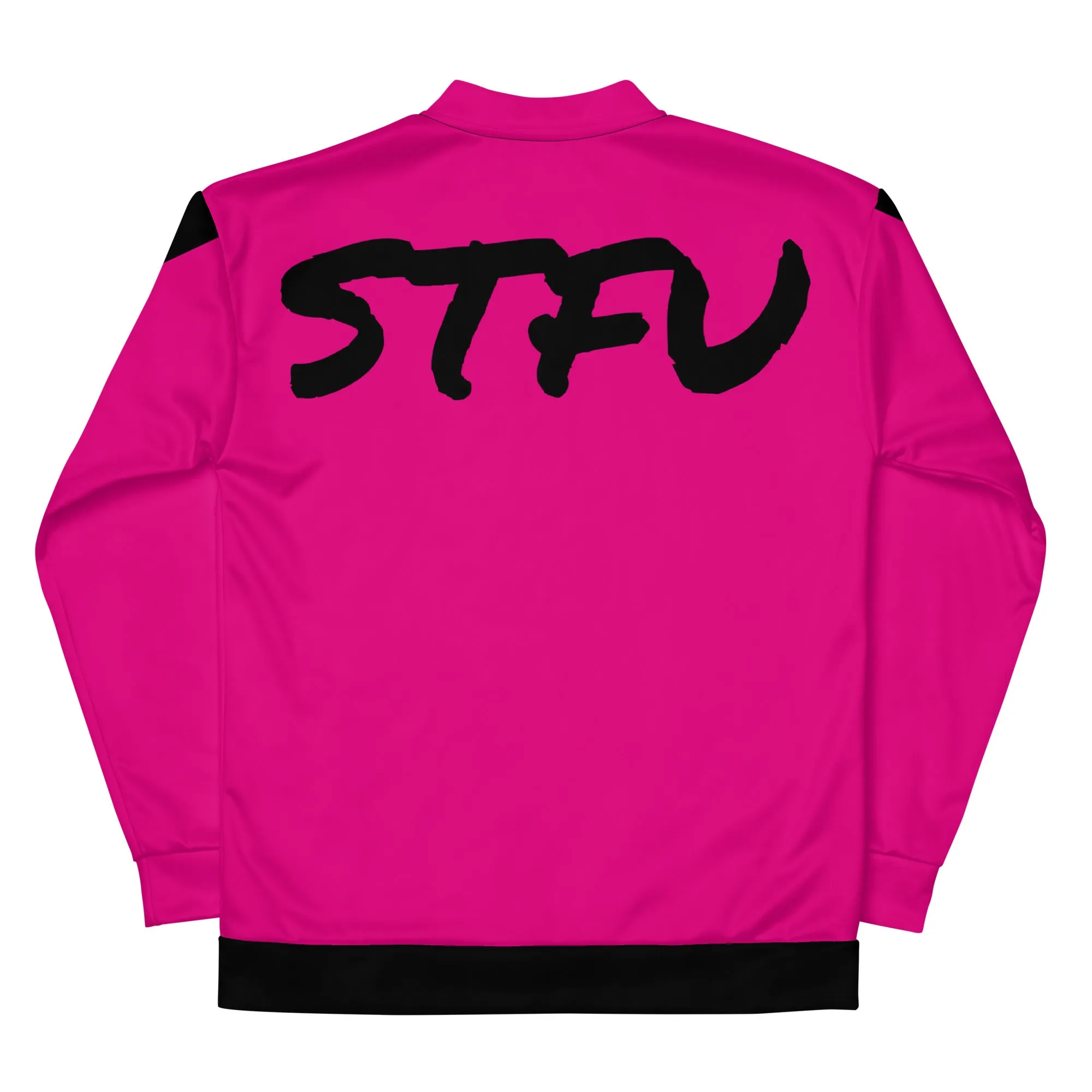 Simple Black Logo Unisex Bomber Jacket - Pink