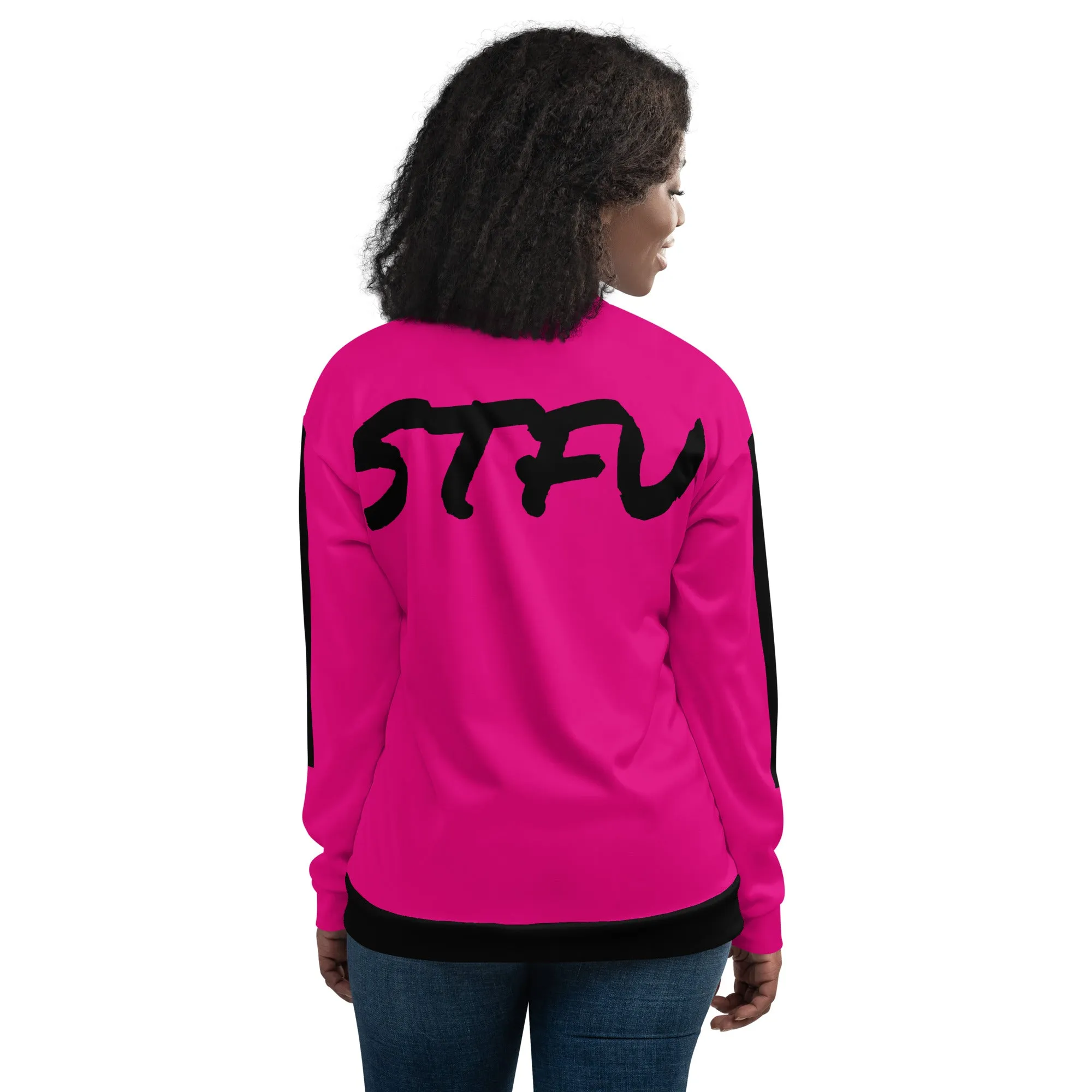 Simple Black Logo Unisex Bomber Jacket - Pink