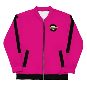 Simple Black Logo Unisex Bomber Jacket - Pink