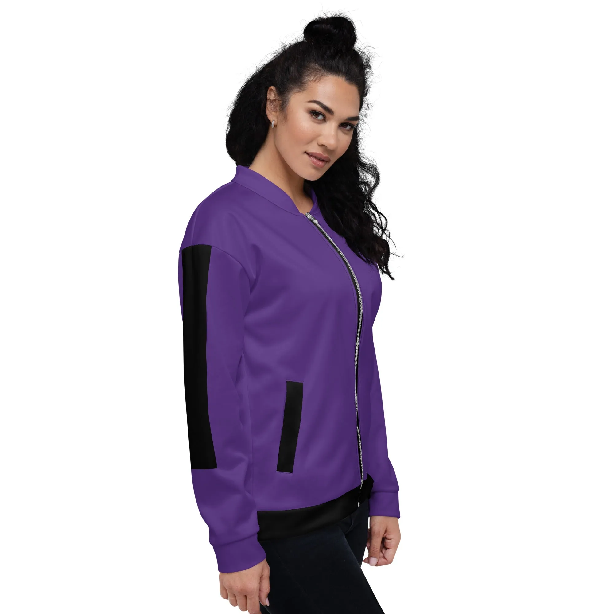 Simple Black Logo Unisex Bomber Jacket - Purple