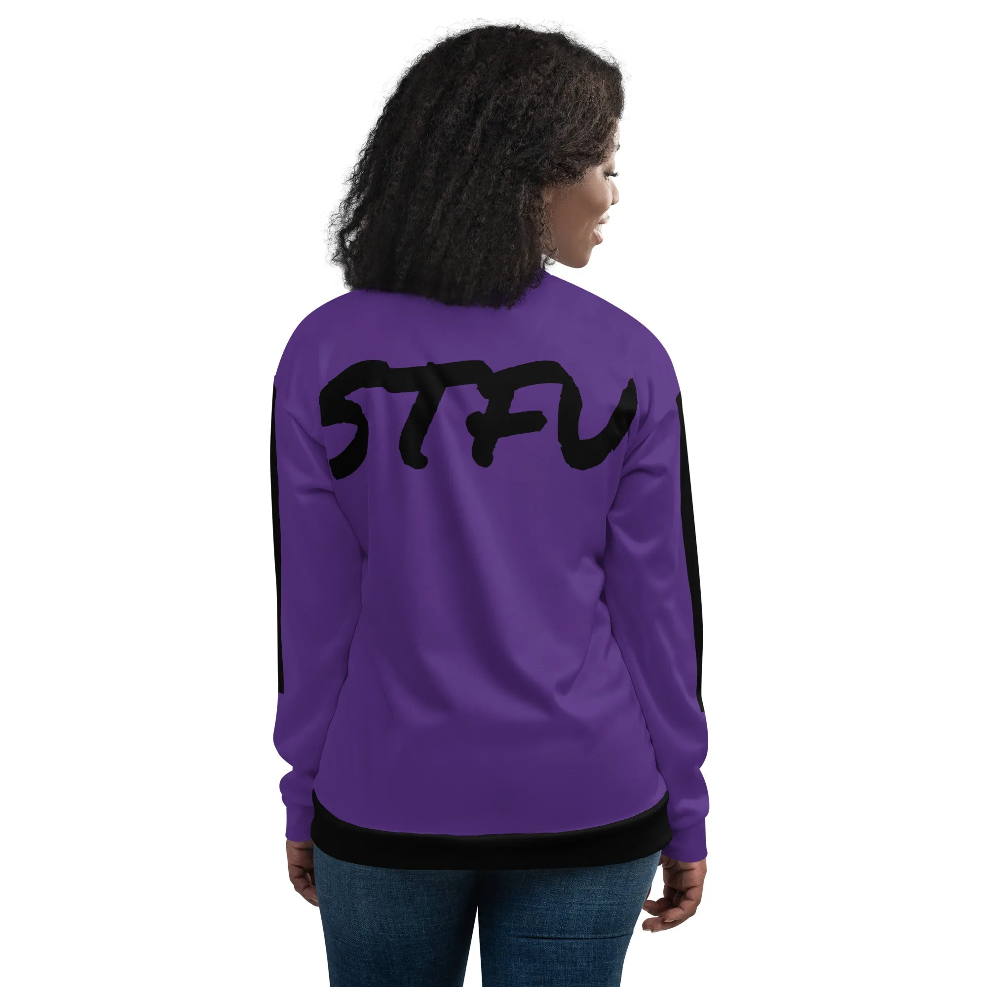 Simple Black Logo Unisex Bomber Jacket - Purple