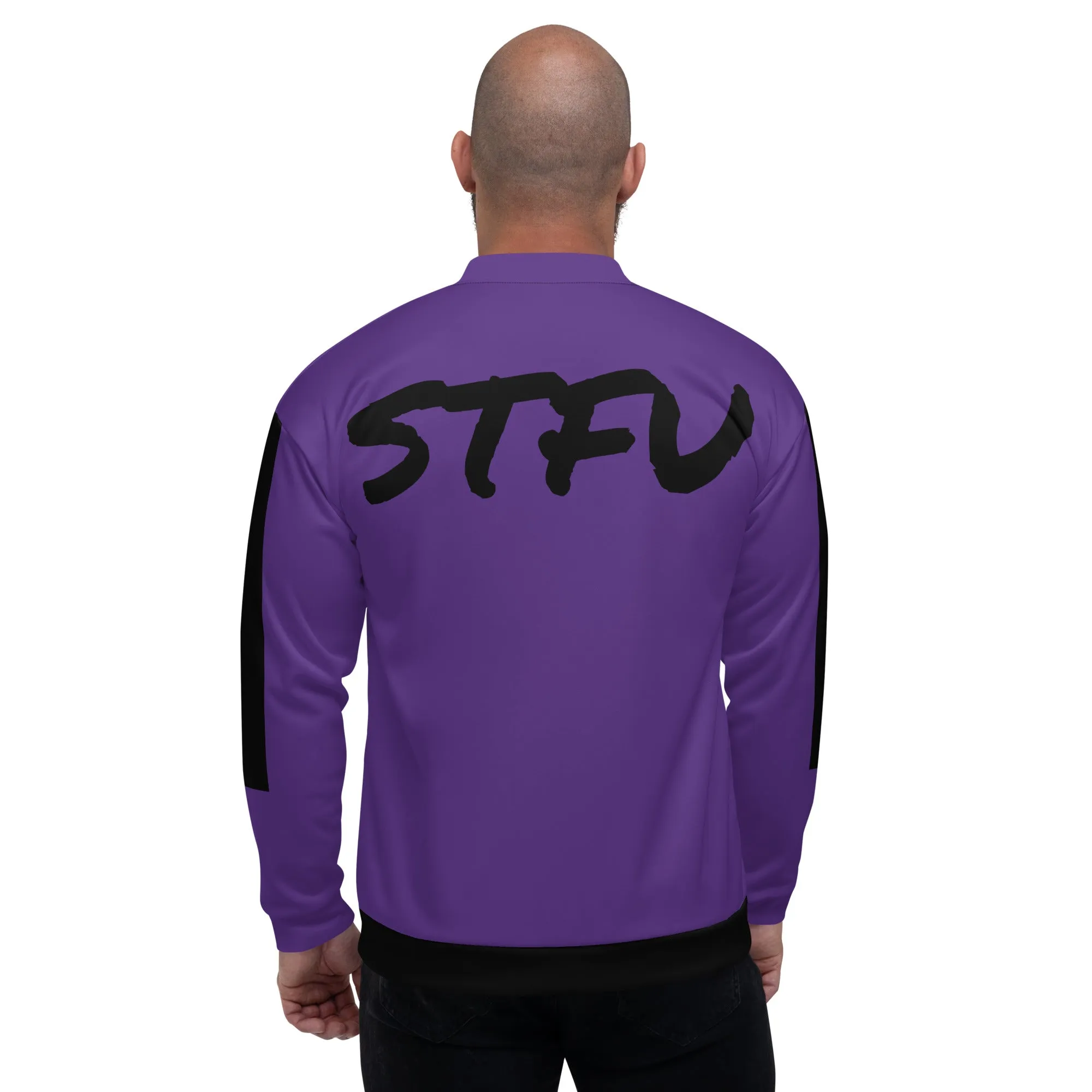 Simple Black Logo Unisex Bomber Jacket - Purple