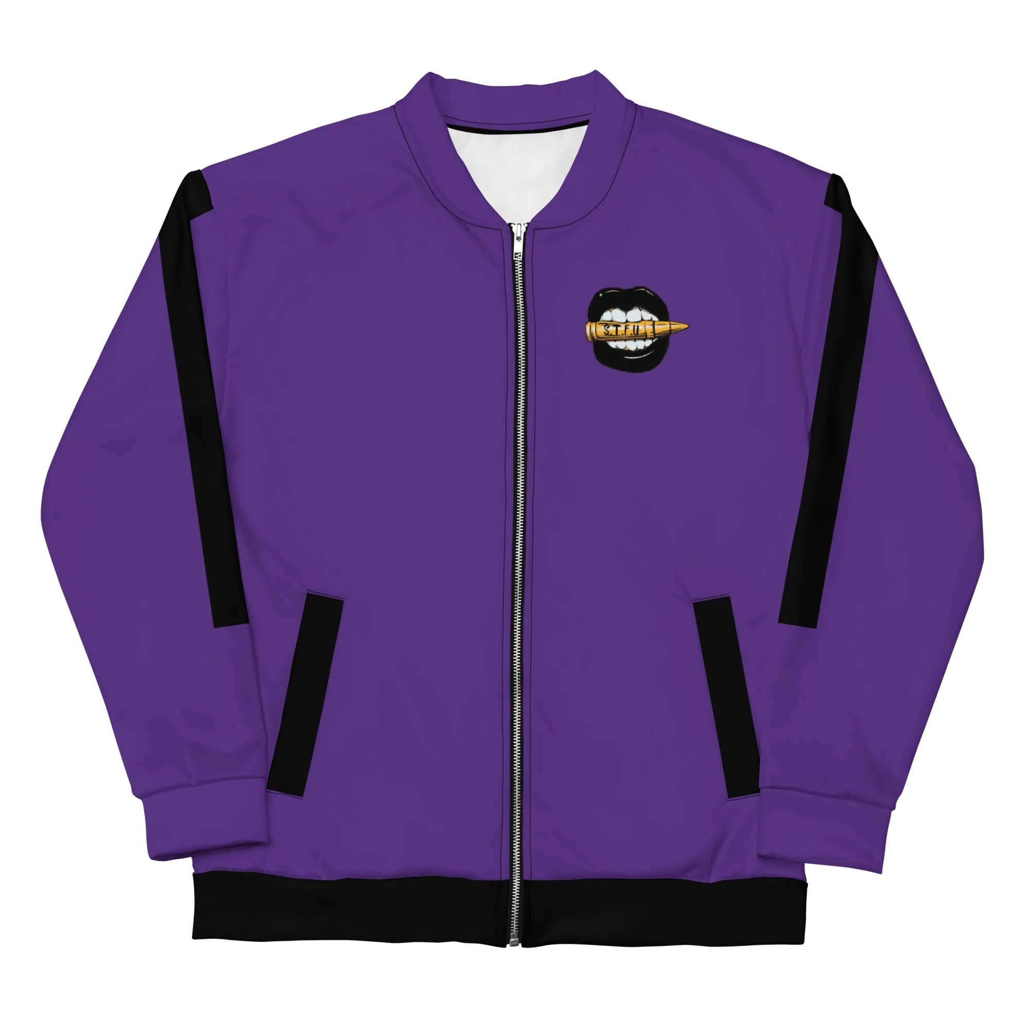 Simple Black Logo Unisex Bomber Jacket - Purple