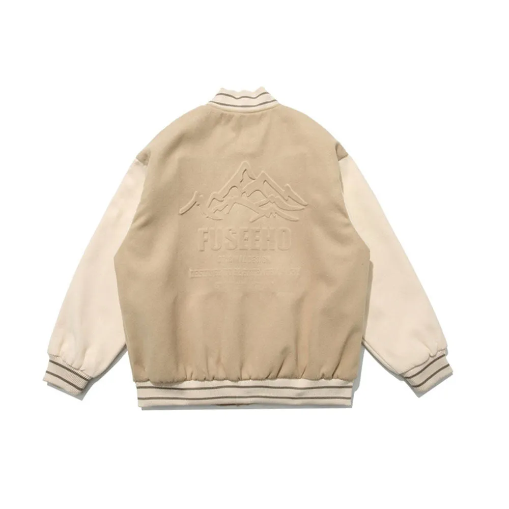 Simple Patchwork Suede Baseball Jacket