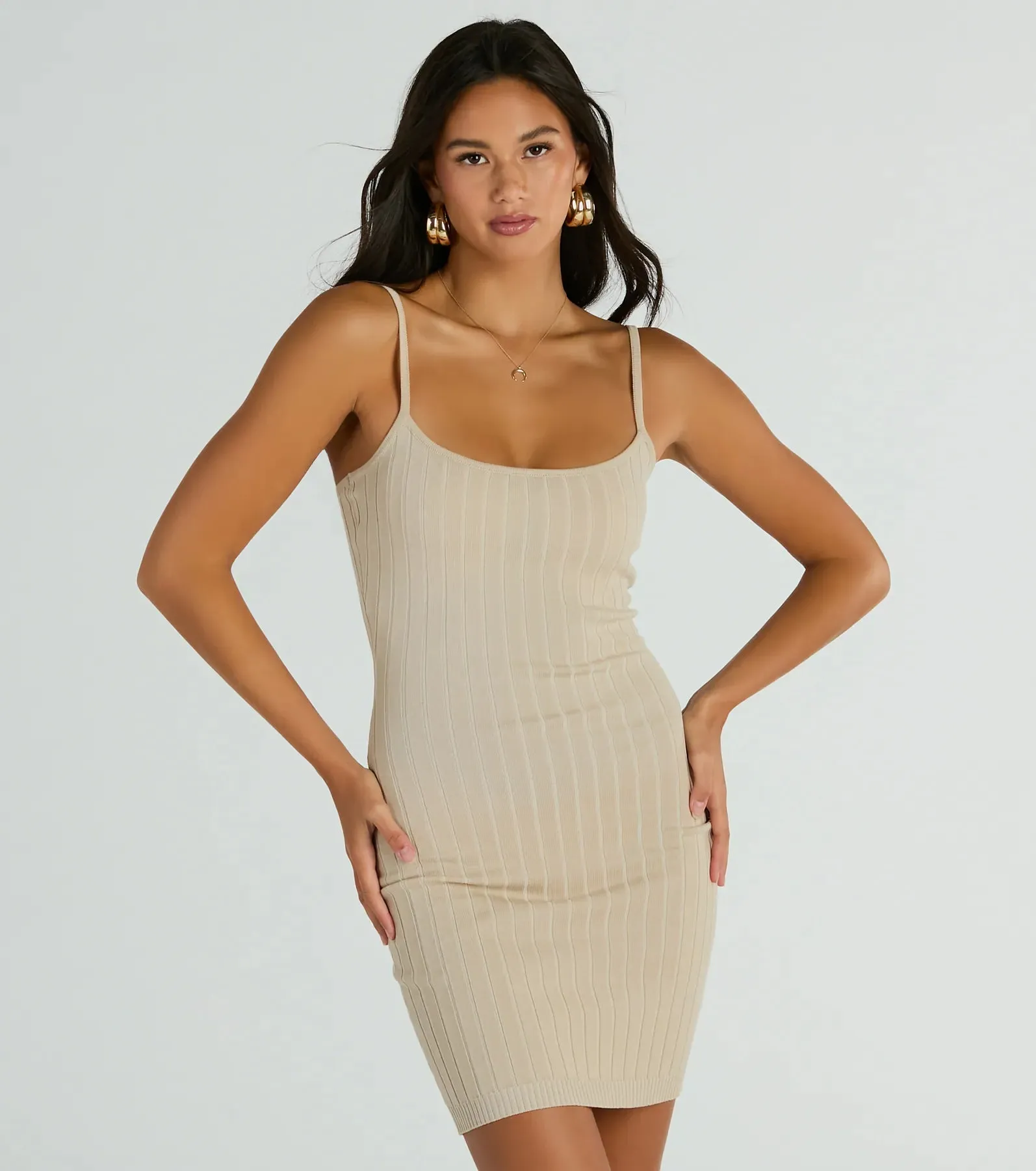 Simple Staple Ribbed Knit Bodycon Mini Dress
