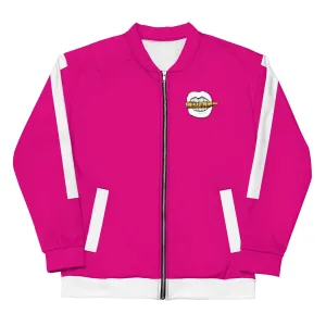 Simple White Logo Unisex Bomber Jacket - Pink