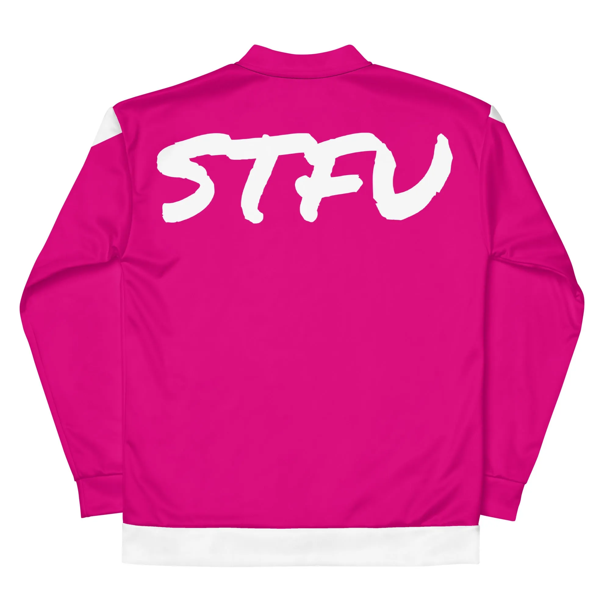 Simple White Logo Unisex Bomber Jacket - Pink