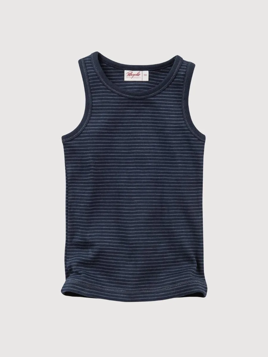 Singlet Striped Blue dark In Organic Cotton | People Wear Organic