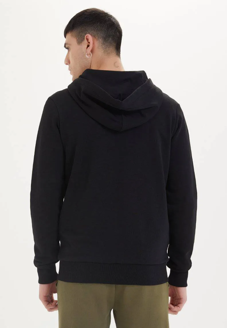 Siyah Basic Fermuarlı Cepli Pamuklu Regular Fit Kapüşonlu Erkek Sweatshirt ESSENTIALS ZIP HOODIE
