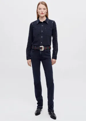 Slim Denim Shirt (Grommet Blacken Blue)
